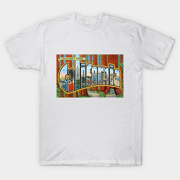 Greetings from California (Redwoods) - Vintage Large Letter Postcard T-Shirt by Naves